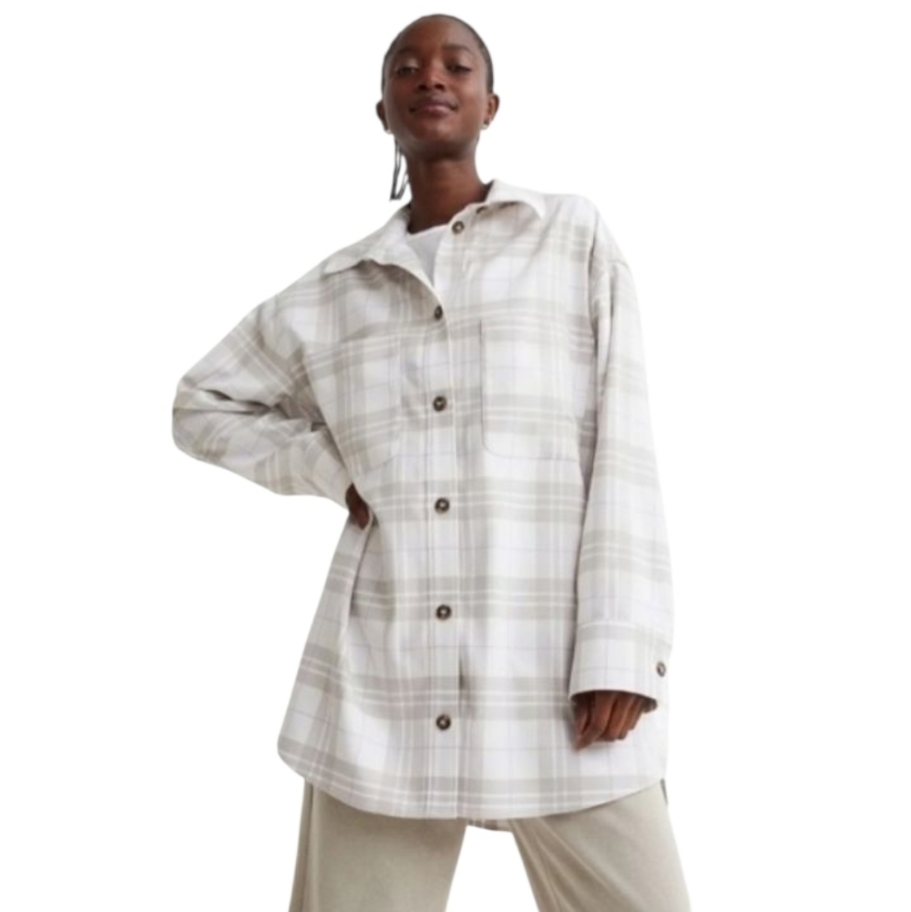 H&M Shacket Twill Shirt Jacket Shacket Plaid Size XL